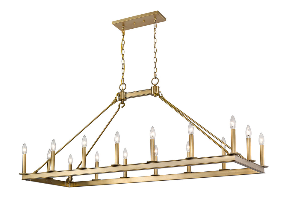 Z-Lite 482-16L-OBR 16 Light Linear Chandelier, Olde Brass