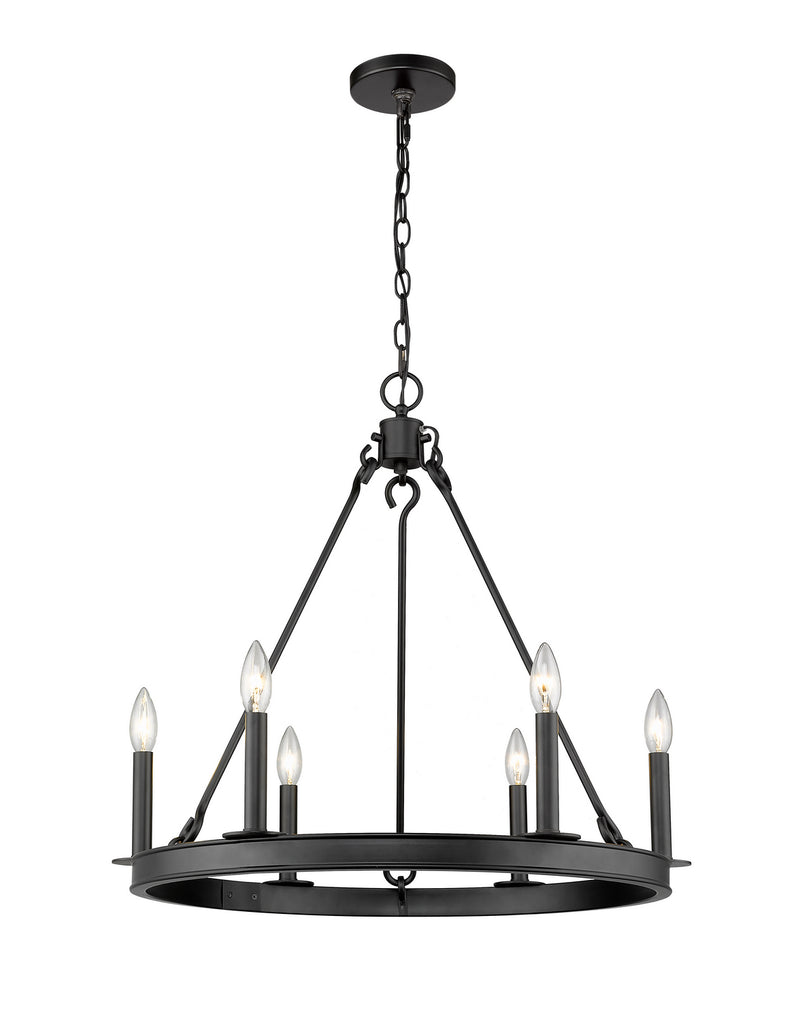 Z-Lite 482R-6MB Six Light Chandelier, Matte Black