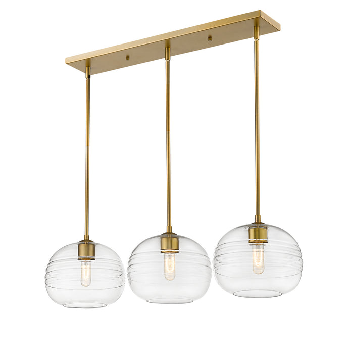 Z-Lite 486P10-3L-OBR Three Light Linear Chandelier, Olde Brass