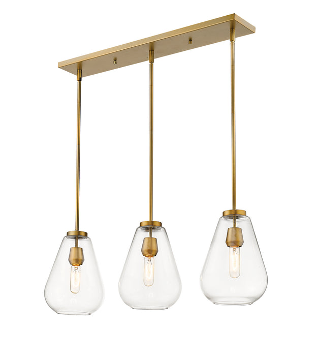 Z-Lite 488P8-3L-OBR Three Light Linear Chandelier, Olde Brass