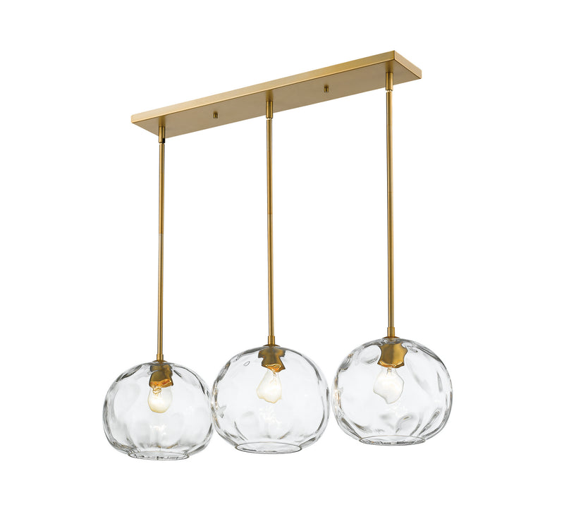 Z-Lite 490P10-3L-OBR Three Light Linear Chandelier, Olde Brass