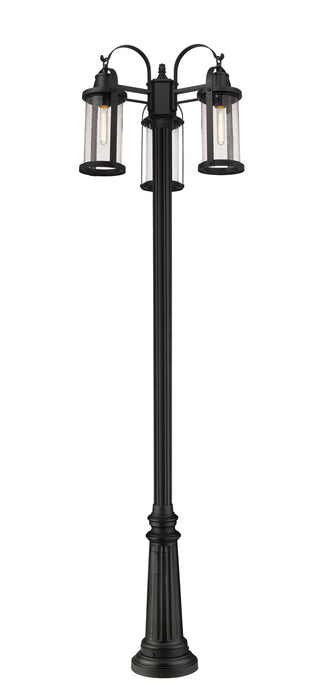 Z-Lite 569MP3-511P-BK Three Light Outdoor Post Mounted Fixture, Black