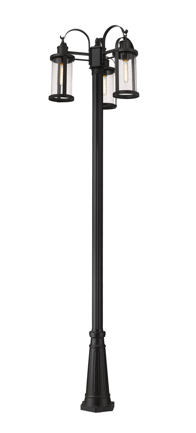 Z-Lite 569MP3-519P-BK Three Light Outdoor Post Mounted Fixture, Black