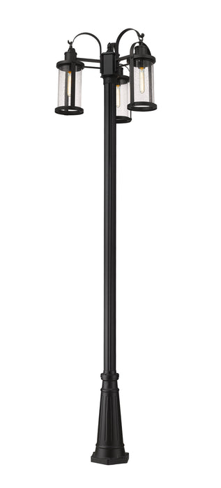Z-Lite 569MP3-519P-BK Three Light Outdoor Post Mounted Fixture, Black