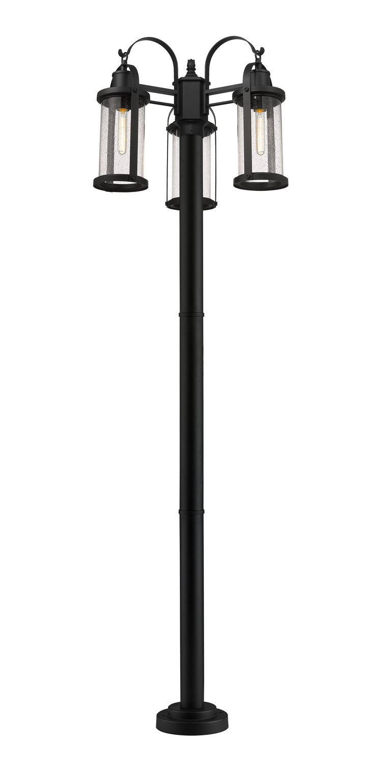 Z-Lite 569MP3-567P-BK Three Light Outdoor Post Mounted Fixture, Black