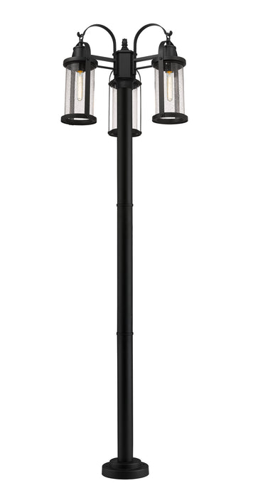 Z-Lite 569MP3-567P-BK Three Light Outdoor Post Mounted Fixture, Black