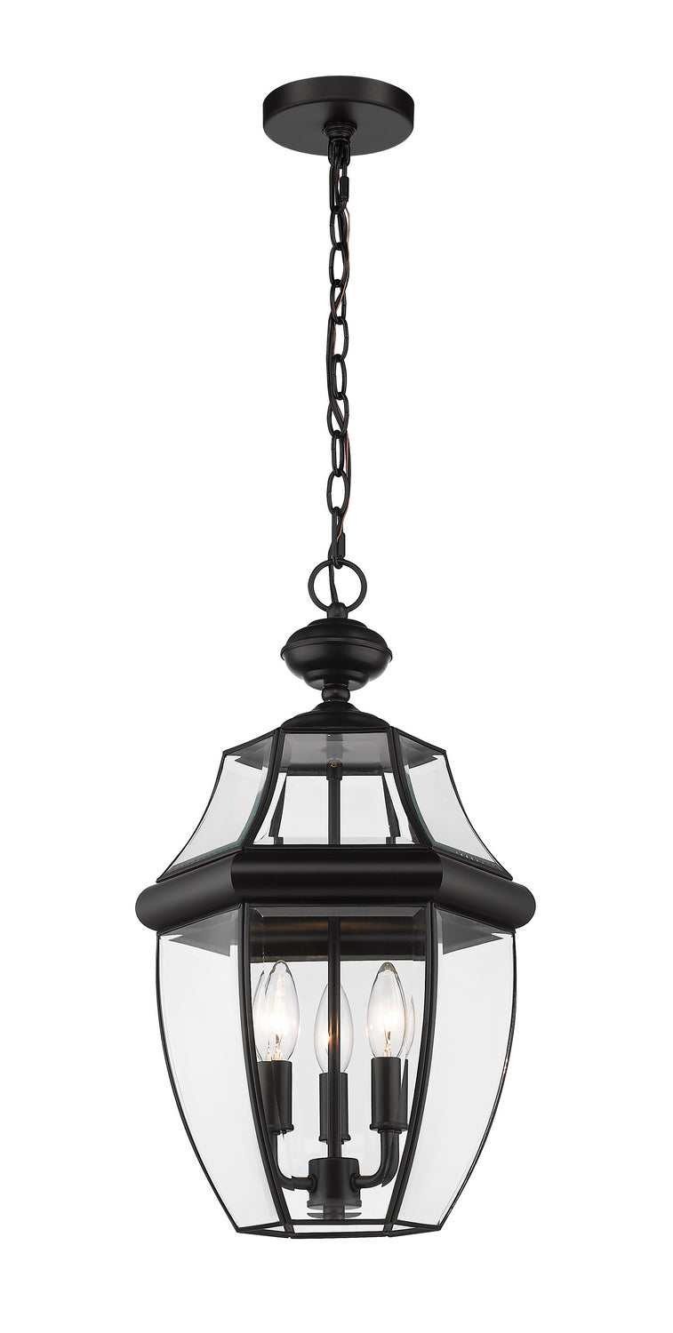 Z-Lite 580CHB-BK Three Light Outdoor Chain Mount Ceiling Fixture, Black