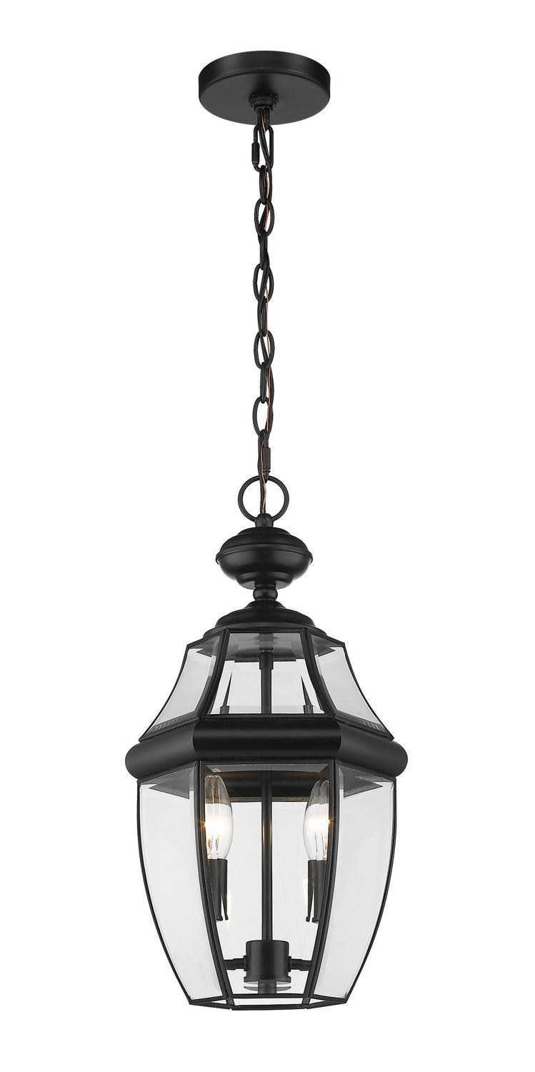 Z-Lite 580CHM-BK Two Light Outdoor Chain Mount Ceiling Fixture, Black