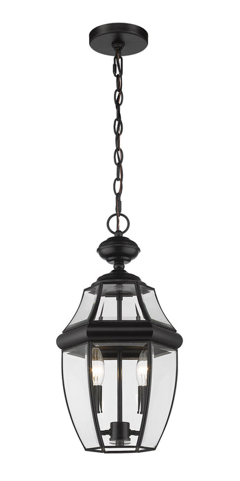 Z-Lite 580CHM-BK Two Light Outdoor Chain Mount Ceiling Fixture, Black