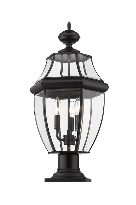 Z-Lite 580PHB-533PM-BK Three Light Outdoor Pier Mounted Fixture, Black