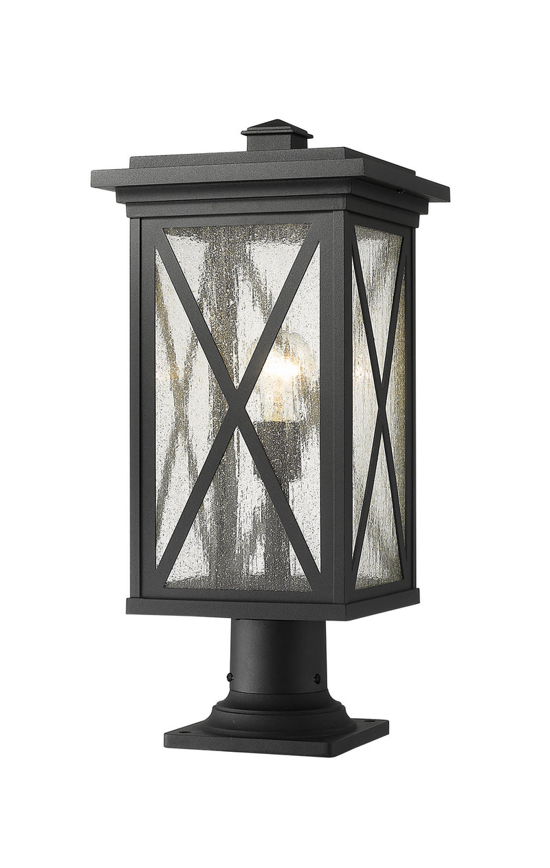 Z-Lite 583PHBR-533PM-BK One Light Outdoor Pier Mounted Fixture, Black