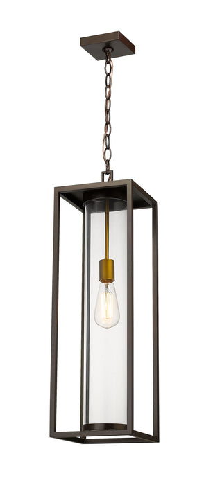 Z-Lite 584CHB-DBZ-OBS One Light Outdoor Chain Mount Ceiling Fixture, Deep Bronze + Outdoor Brass
