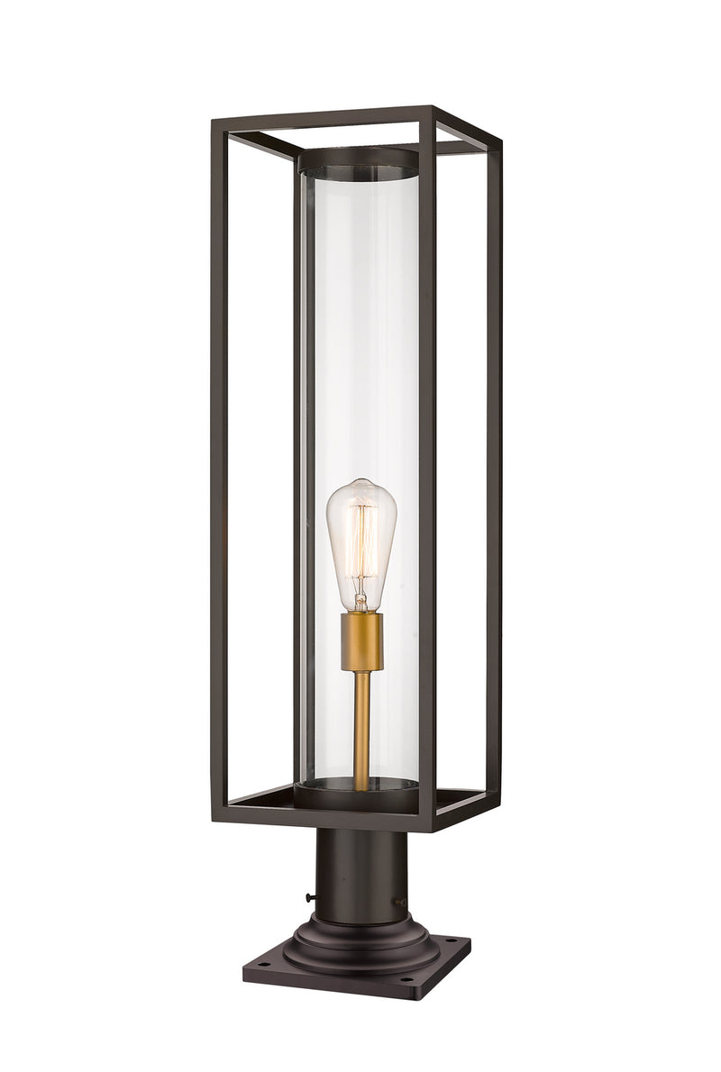 Z-Lite 584PHBR-533PM-DBZ One Light Outdoor Pier Mounted Fixture, Deep Bronze + Outdoor Brass