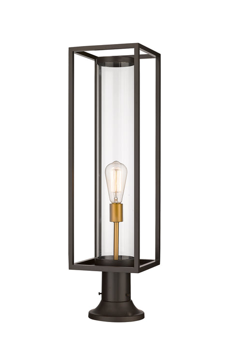 Z-Lite 584PHBR-553PM-DBZ One Light Outdoor Pier Mounted Fixture, Deep Bronze + Outdoor Brass