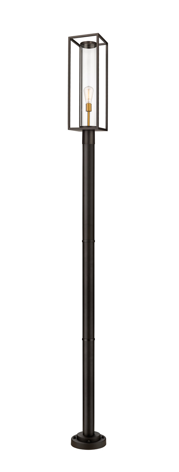 Z-Lite 584PHBR-567P-DBZ One Light Outdoor Post Mounted Fixture, Deep Bronze + Outdoor Brass