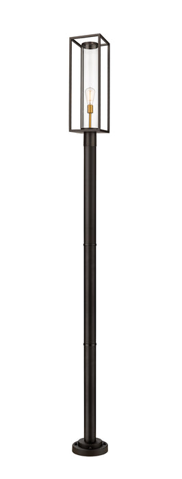 Z-Lite 584PHBR-567P-DBZ One Light Outdoor Post Mounted Fixture, Deep Bronze + Outdoor Brass