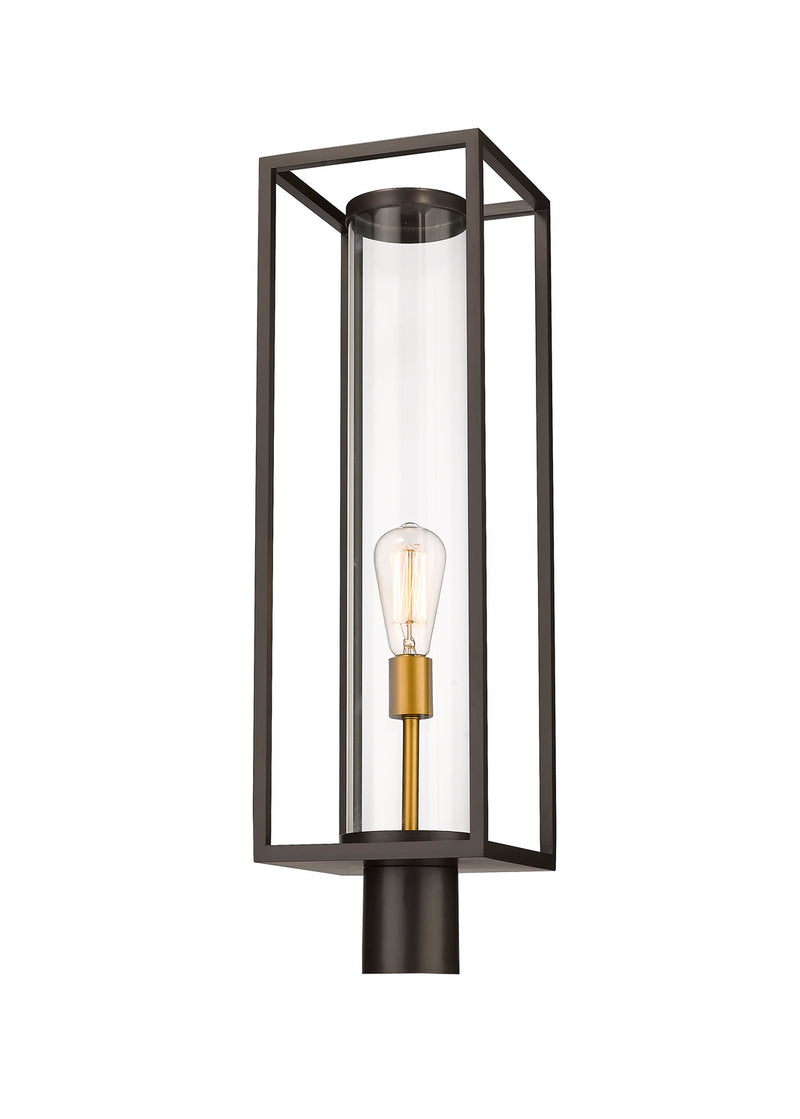 Z-Lite 584PHBR-DBZ-OBS One Light Outdoor Post Mount Fixture, Deep Bronze + Outdoor Brass
