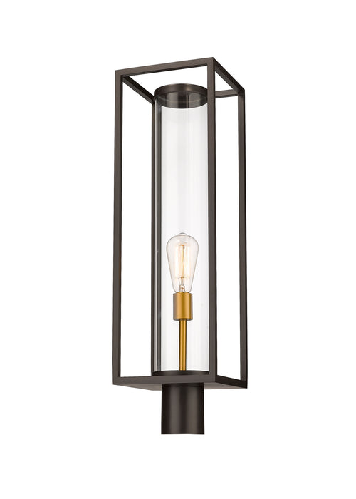 Z-Lite 584PHBR-DBZ-OBS One Light Outdoor Post Mount Fixture, Deep Bronze + Outdoor Brass