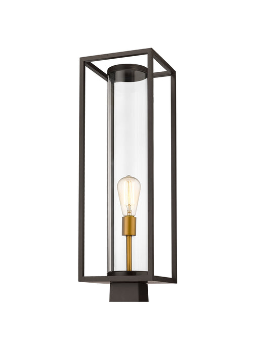 Z-Lite 584PHBS-DBZ-OBS One Light Outdoor Post Mount Fixture, Deep Bronze + Outdoor Brass