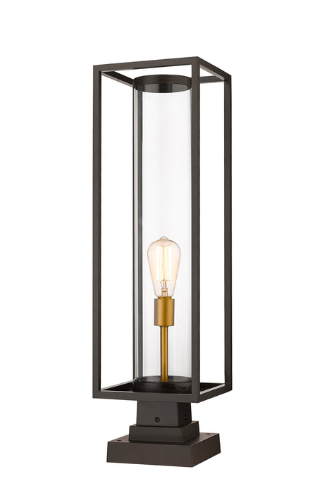 Z-Lite 584PHBS-SQPM-DBZ One Light Outdoor Pier Mounted Fixture, Deep Bronze + Outdoor Brass
