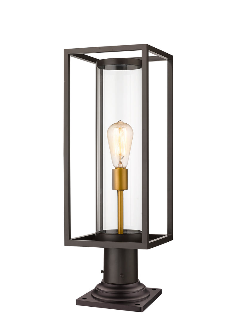 Z-Lite 584PHMR-533PM-DBZ One Light Outdoor Pier Mounted Fixture, Deep Bronze + Outdoor Brass