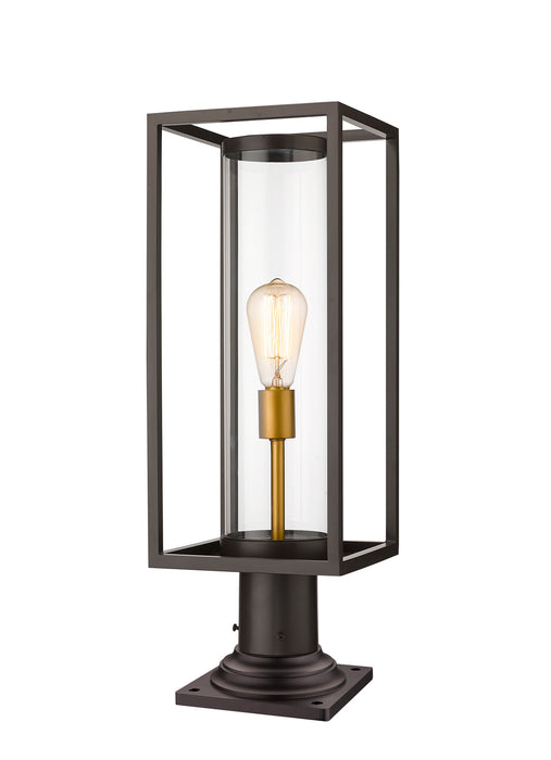 Z-Lite 584PHMR-533PM-DBZ One Light Outdoor Pier Mounted Fixture, Deep Bronze + Outdoor Brass