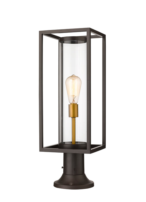 Z-Lite 584PHMR-553PM-DBZ One Light Outdoor Pier Mounted Fixture, Deep Bronze + Outdoor Brass