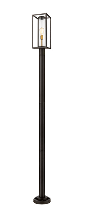 Z-Lite 584PHMR-567P-DBZ One Light Outdoor Post Mounted Fixture, Deep Bronze + Outdoor Brass