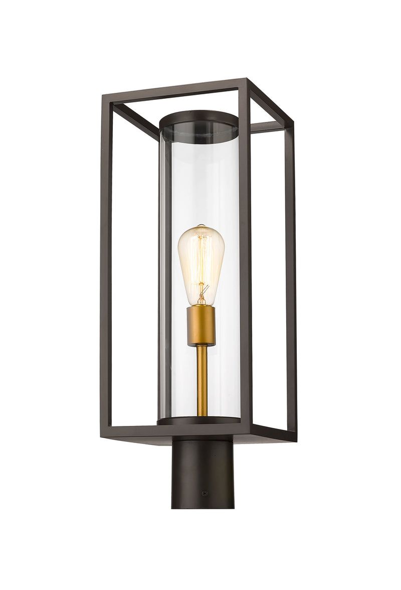 Z-Lite 584PHMR-DBZ-OBS One Light Outdoor Post Mount Fixture, Deep Bronze + Outdoor Brass