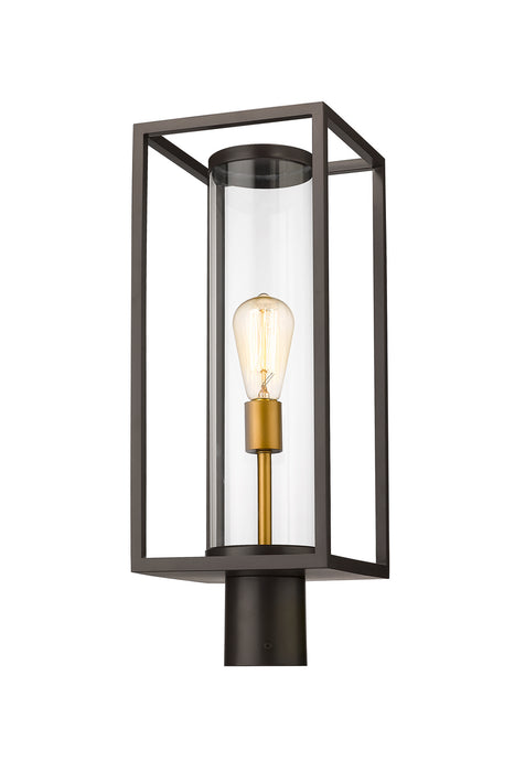 Z-Lite 584PHMR-DBZ-OBS One Light Outdoor Post Mount Fixture, Deep Bronze + Outdoor Brass