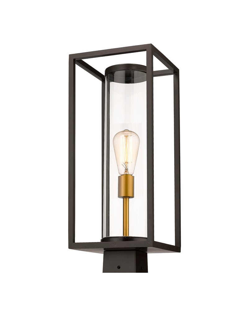Z-Lite 584PHMS-DBZ-OBS One Light Outdoor Post Mount Fixture, Deep Bronze + Outdoor Brass