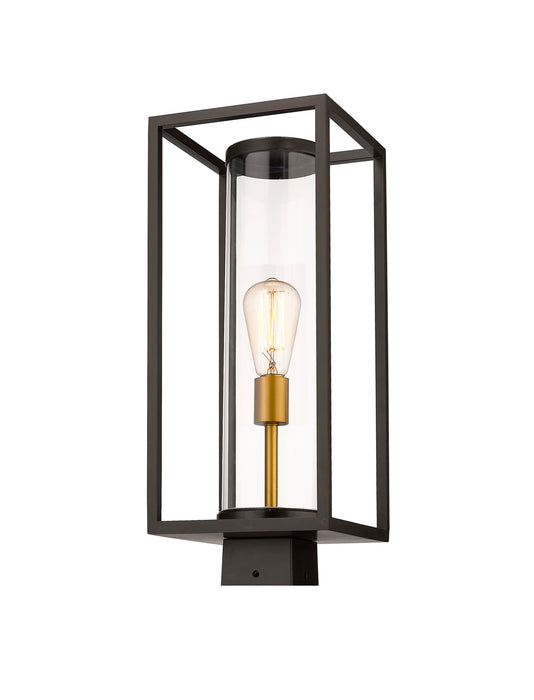 Z-Lite 584PHMS-DBZ-OBS One Light Outdoor Post Mount Fixture, Deep Bronze + Outdoor Brass