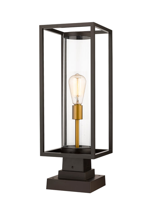 Z-Lite 584PHMS-SQPM-DBZ One Light Outdoor Pier Mounted Fixture, Deep Bronze + Outdoor Brass