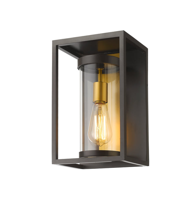 Z-Lite 584S-DBZ-OBS One Light Outdoor Wall Light, Deep Bronze + Outdoor Brass