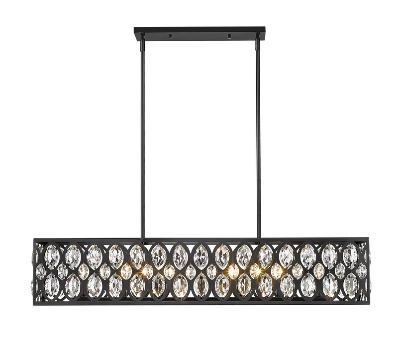 Z-Lite 6010-42MB Seven Light Linear Chandelier, Matte Black