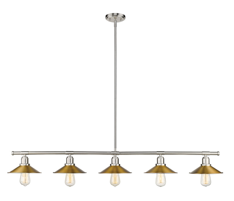 Z-Lite 613-5L-BN+FB Five Light Linear Chandelier, Brushed Nickel