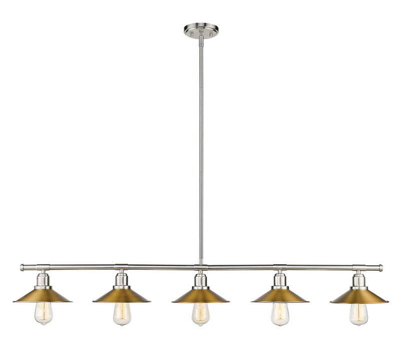 Z-Lite 613-5L-BN+FB Five Light Linear Chandelier, Brushed Nickel