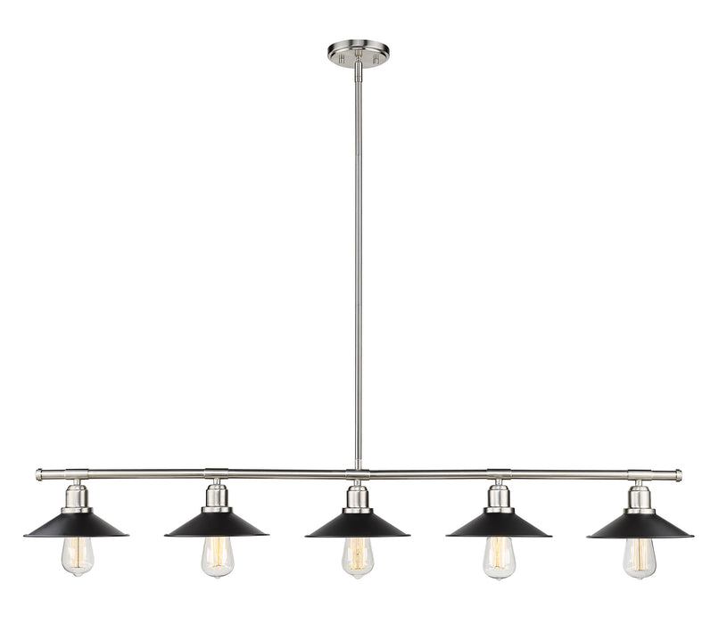Z-Lite 613-5L-BN+MB Five Light Linear Chandelier, Brushed Nickel