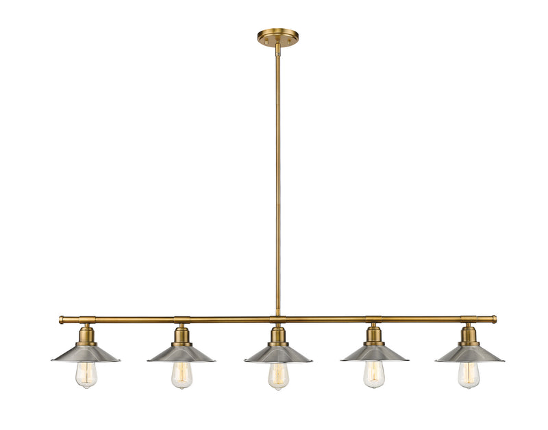 Z-Lite 613-5L-FB+BN Five Light Linear Chandelier, Foundry Brass