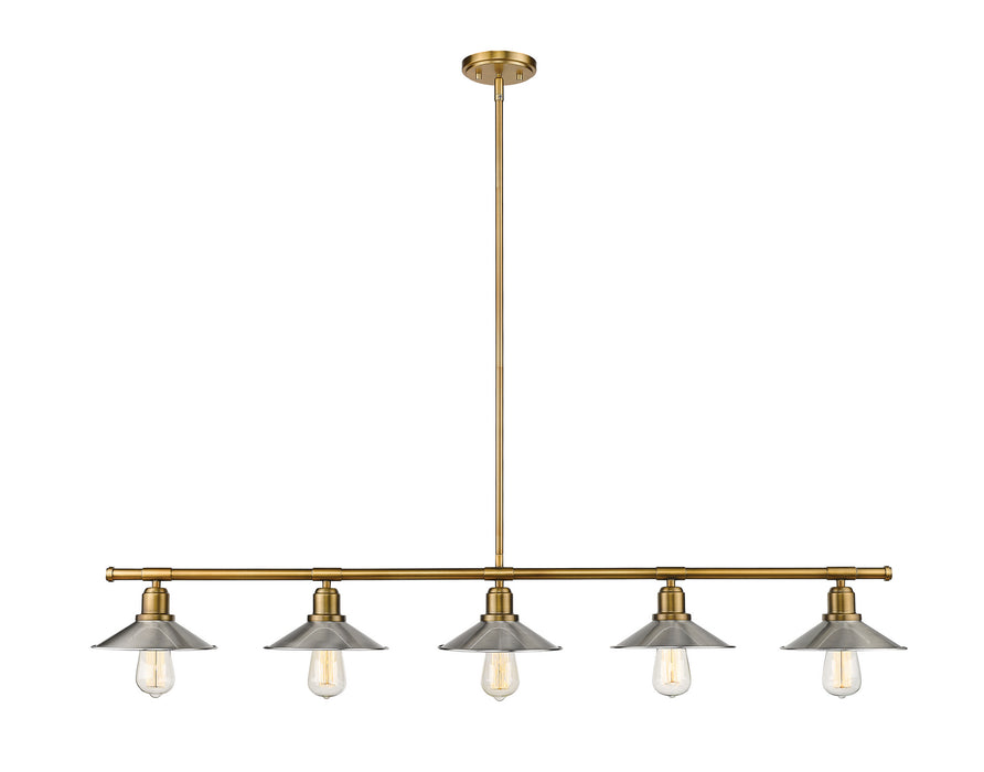 Z-Lite 613-5L-FB+BN Five Light Linear Chandelier, Foundry Brass