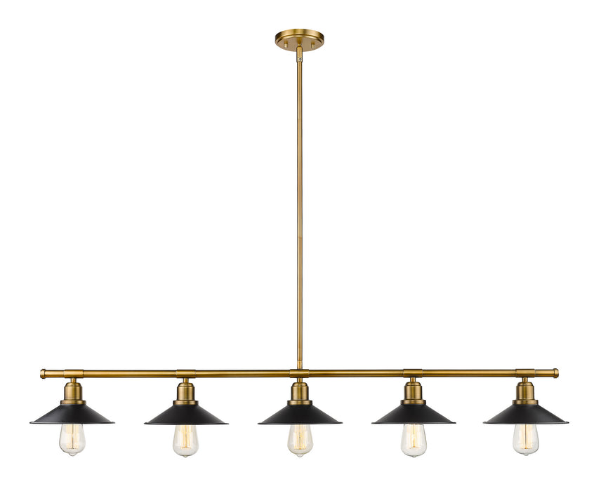 Z-Lite 613-5L-FB+MB Five Light Linear Chandelier, Foundry Brass
