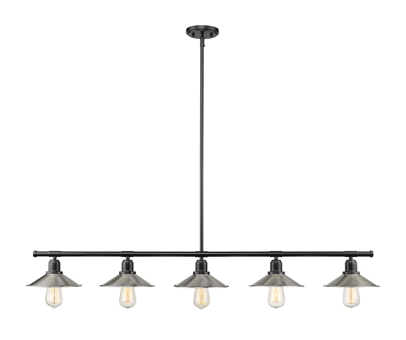 Z-Lite 613-5L-MB+BN Five Light Linear Chandelier, Matte Black