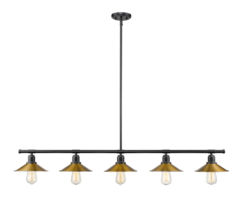 Z-Lite 613-5L-MB+FB Five Light Linear Chandelier, Matte Black