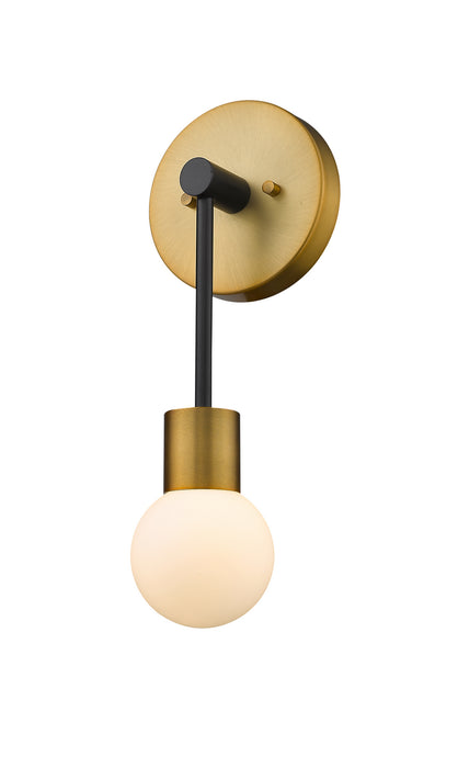 Z-Lite 621-1S-MB-FB One Light Wall Sconce, Matte Black + Foundry Brass
