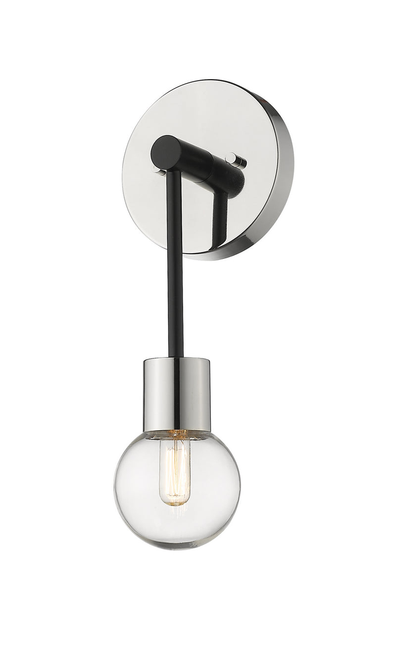 Z-Lite 621-1S-MB-PN One Light Wall Sconce, Matte Black + Polished Nickel