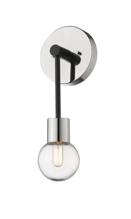Z-Lite 621-1S-MB-PN One Light Wall Sconce, Matte Black + Polished Nickel