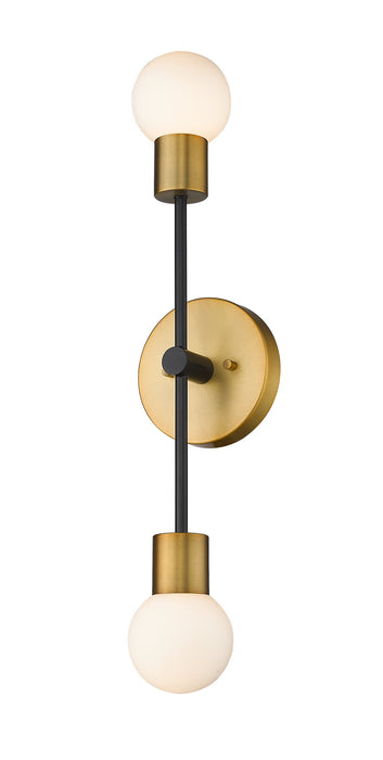 Z-Lite 621-2S-MB-FB Two Light Wall Sconce, Matte Black + Foundry Brass