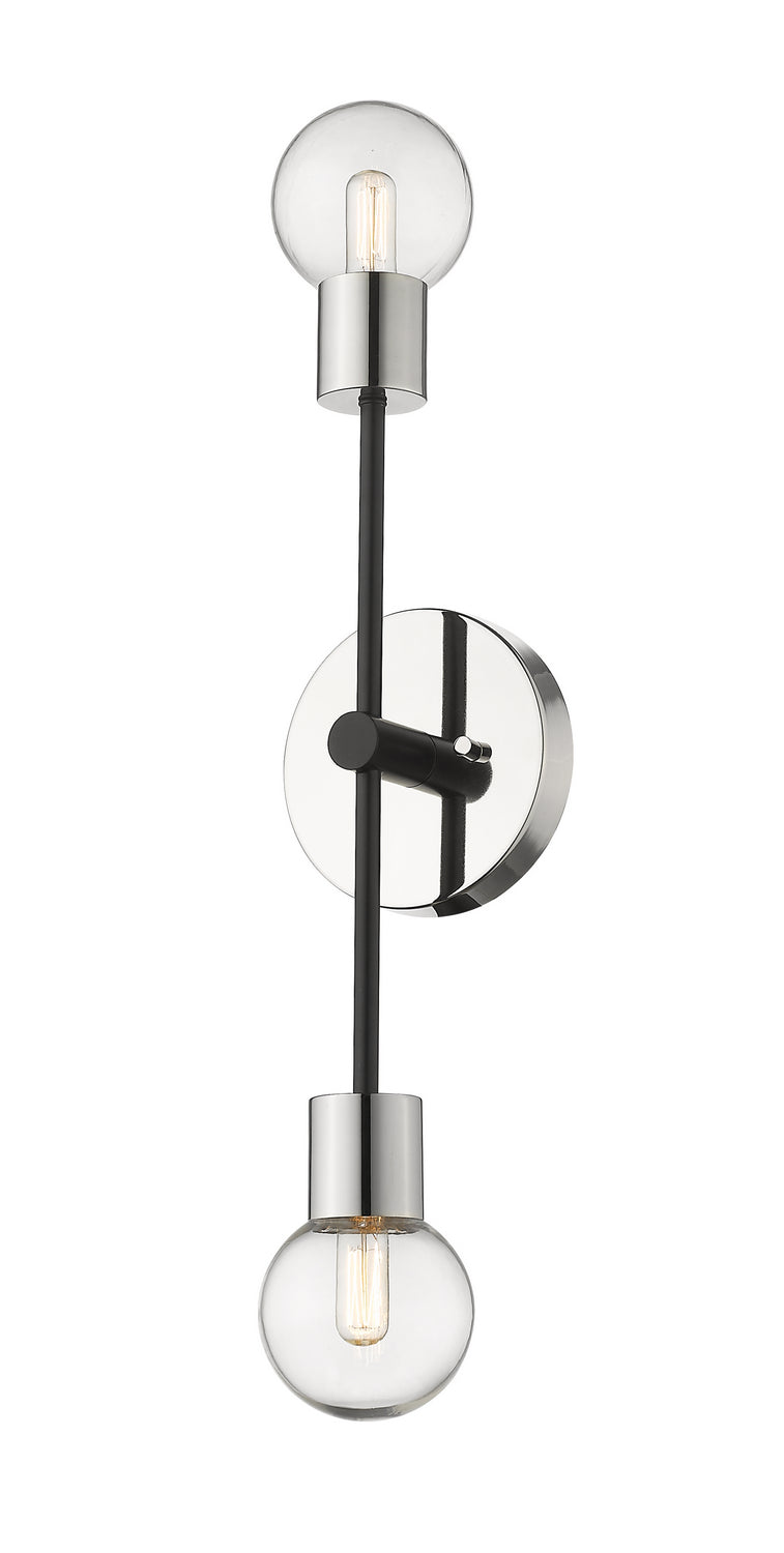 Z-Lite 621-2S-MB-PN Two Light Wall Sconce, Matte Black + Polished Nickel