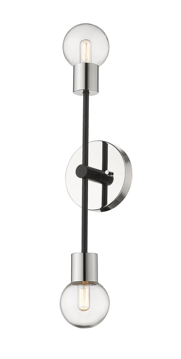 Z-Lite 621-2S-MB-PN Two Light Wall Sconce, Matte Black + Polished Nickel