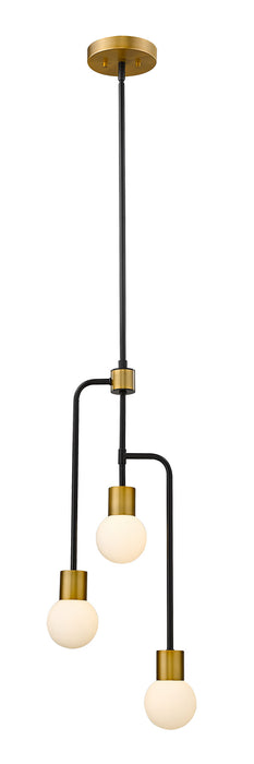 Z-Lite 621-3MB-FB Three Light Chandelier, Matte Black + Foundry Brass